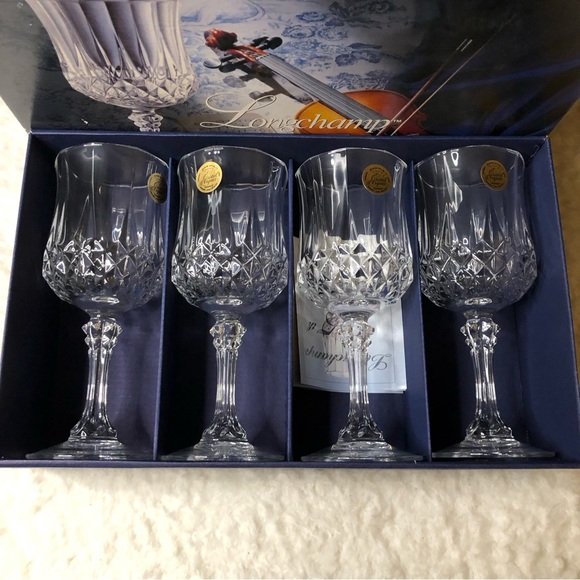 Longchamp Dining Set Of 4 Vintage Cristal Darques Longchamp Footed
